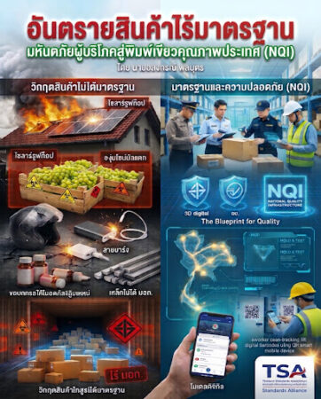 ตีแผ่วิกฤตสินค้าไร้มาตรฐานเปิดลิสต์“สินค้าอันตรายใกล้ตัว’”จากผักผลไม้สารพิษ-ยาปลอม ลามถึงโซลาร์เซลล์เถื่อนเสี่ยงไฟไหม้มหันตภัยผู้บริโภคสู่พิมพ์เขียวคุณภาพประเทศ(NQI)