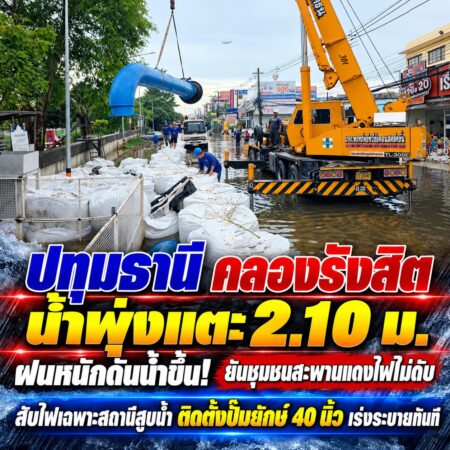 ปทุมธานีเร่งระบายน้ำท่วมคลองรังสิต