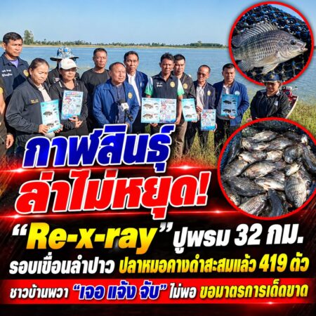 กาฬสินธุ์-ล่าไม่หยุด! “Re-x-ray” ปูพรม 32 กม. รอบเขื่อนลำปาว ปลาหมอคางดำสะสมแล้ว 419 ตัว ชาวบ้านผวา “เจอ แจ้ง จับ” ไม่พอ ขอมาตรการเด็ดขาด